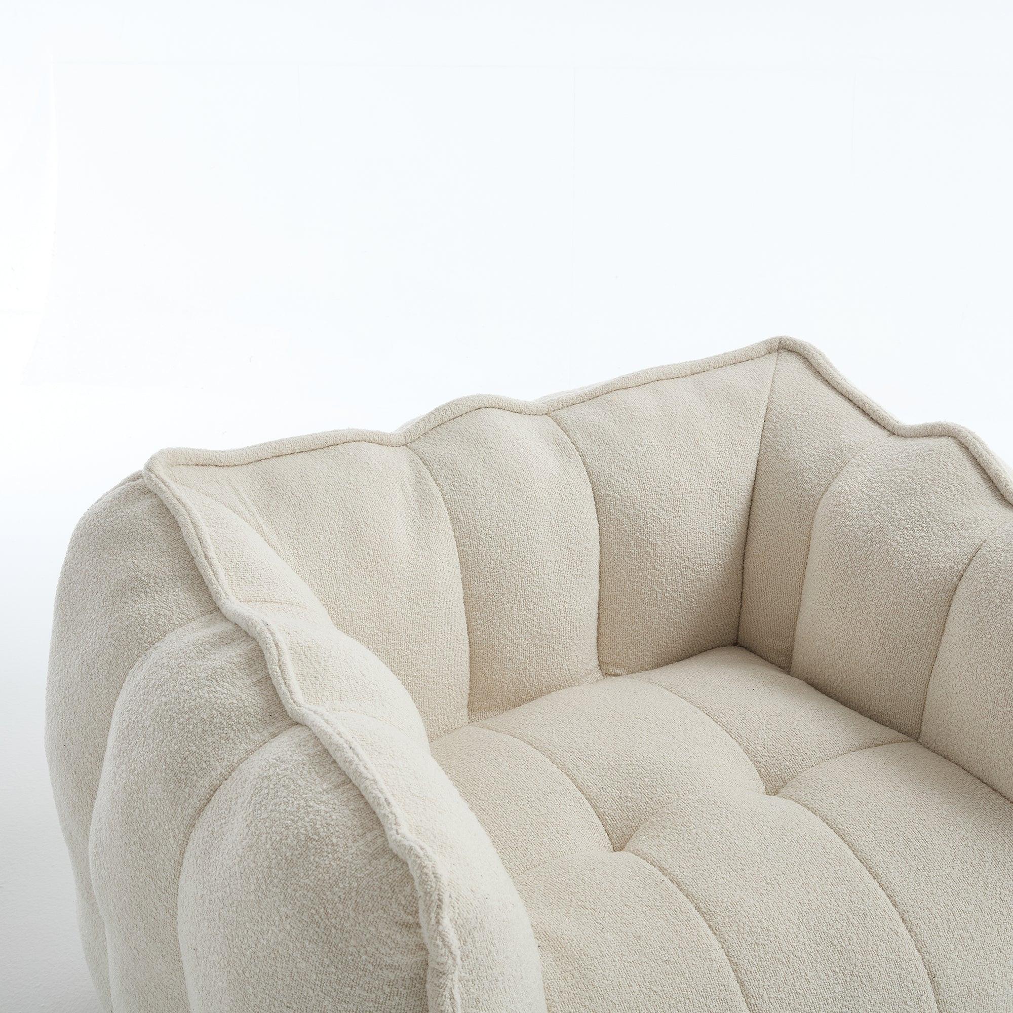 Adult Beige Chenille Square Bean Bag Chair, 41.2x32.3x25".