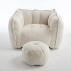 Adult Beige Chenille Square Bean Bag Chair, 41.2x32.3x25".