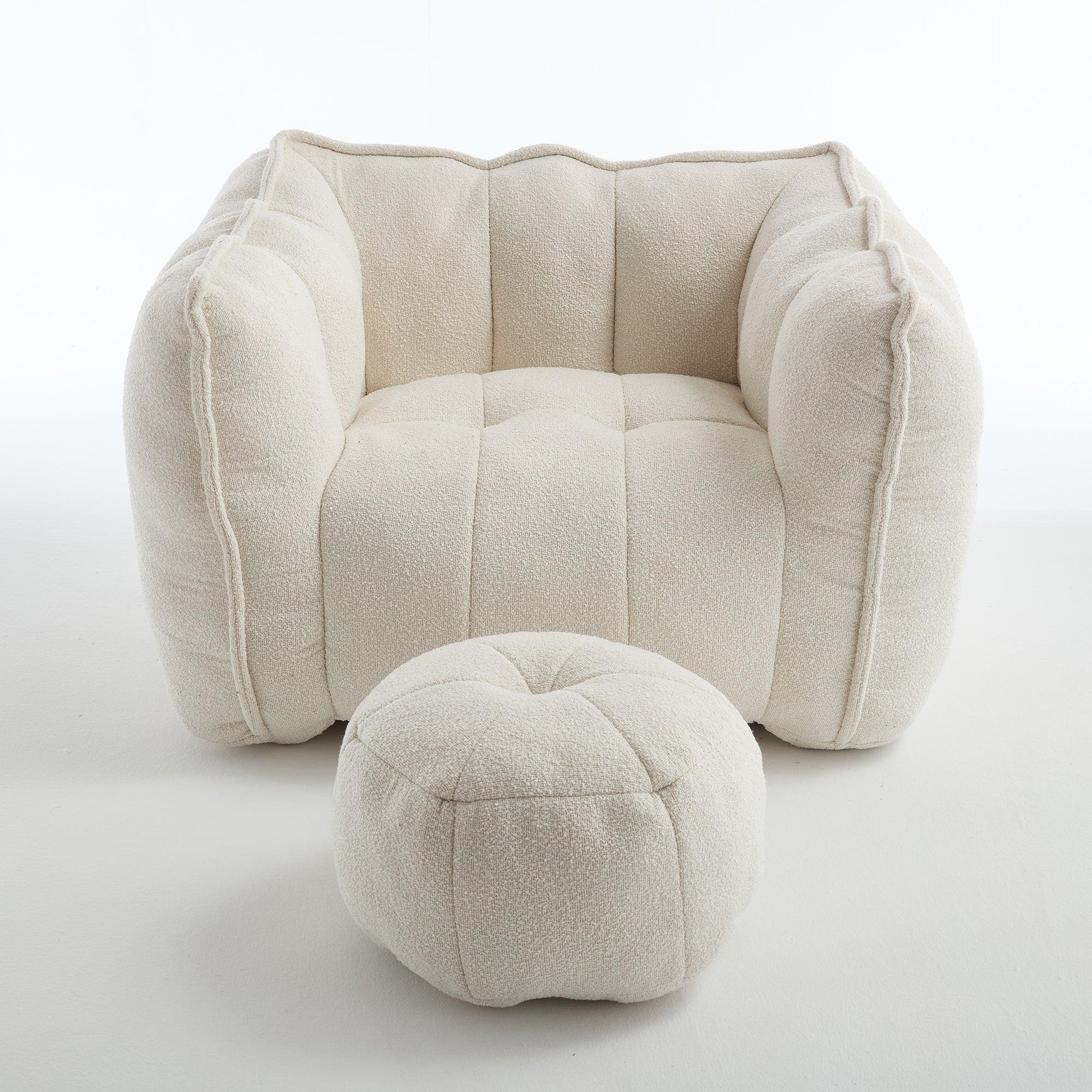 Adult Beige Chenille Square Bean Bag Chair, 41.2x32.3x25".