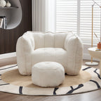 Adult Beige Chenille Square Bean Bag Chair, 41.2x32.3x25".