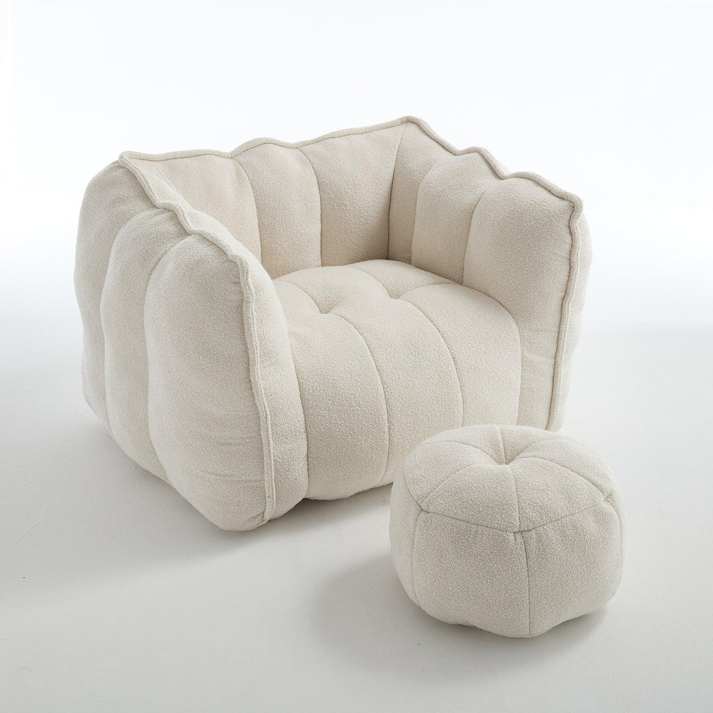 Adult Beige Chenille Square Bean Bag Chair, 41.2x32.3x25".