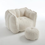 Adult Beige Chenille Square Bean Bag Chair, 41.2x32.3x25".
