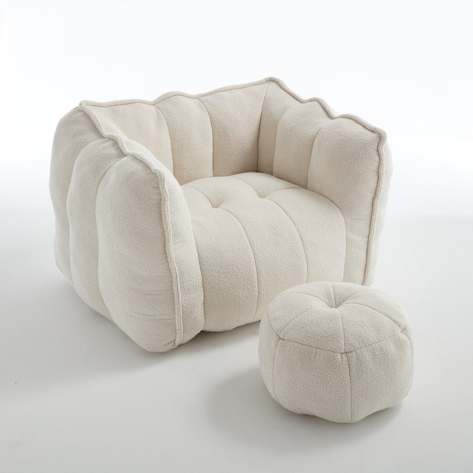 Adult Beige Chenille Square Bean Bag Chair, 41.2x32.3x25".