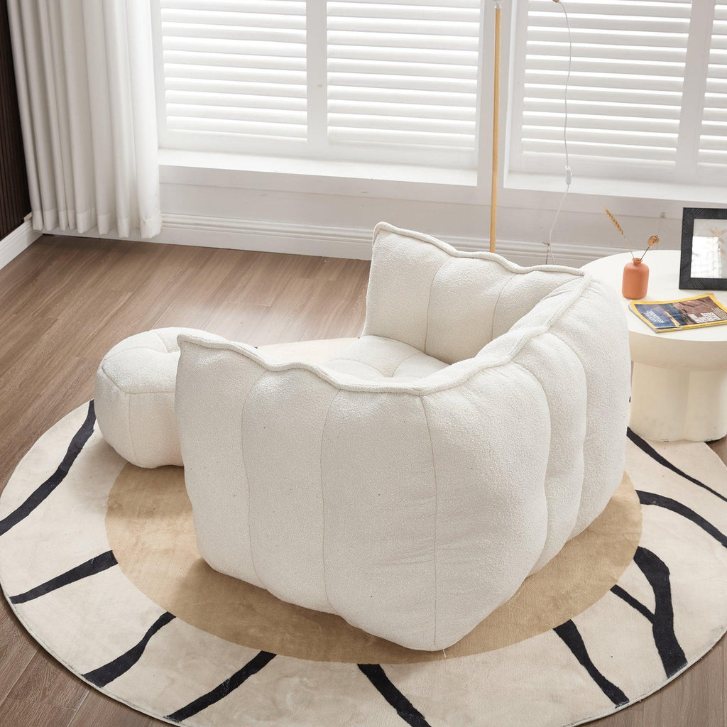 Adult Beige Chenille Square Bean Bag Chair, 41.2x32.3x25".