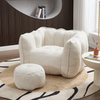 Adult Beige Chenille Square Bean Bag Chair, 41.2x32.3x25".