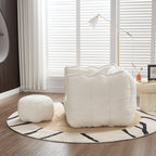 Adult Beige Chenille Square Bean Bag Chair, 41.2x32.3x25".