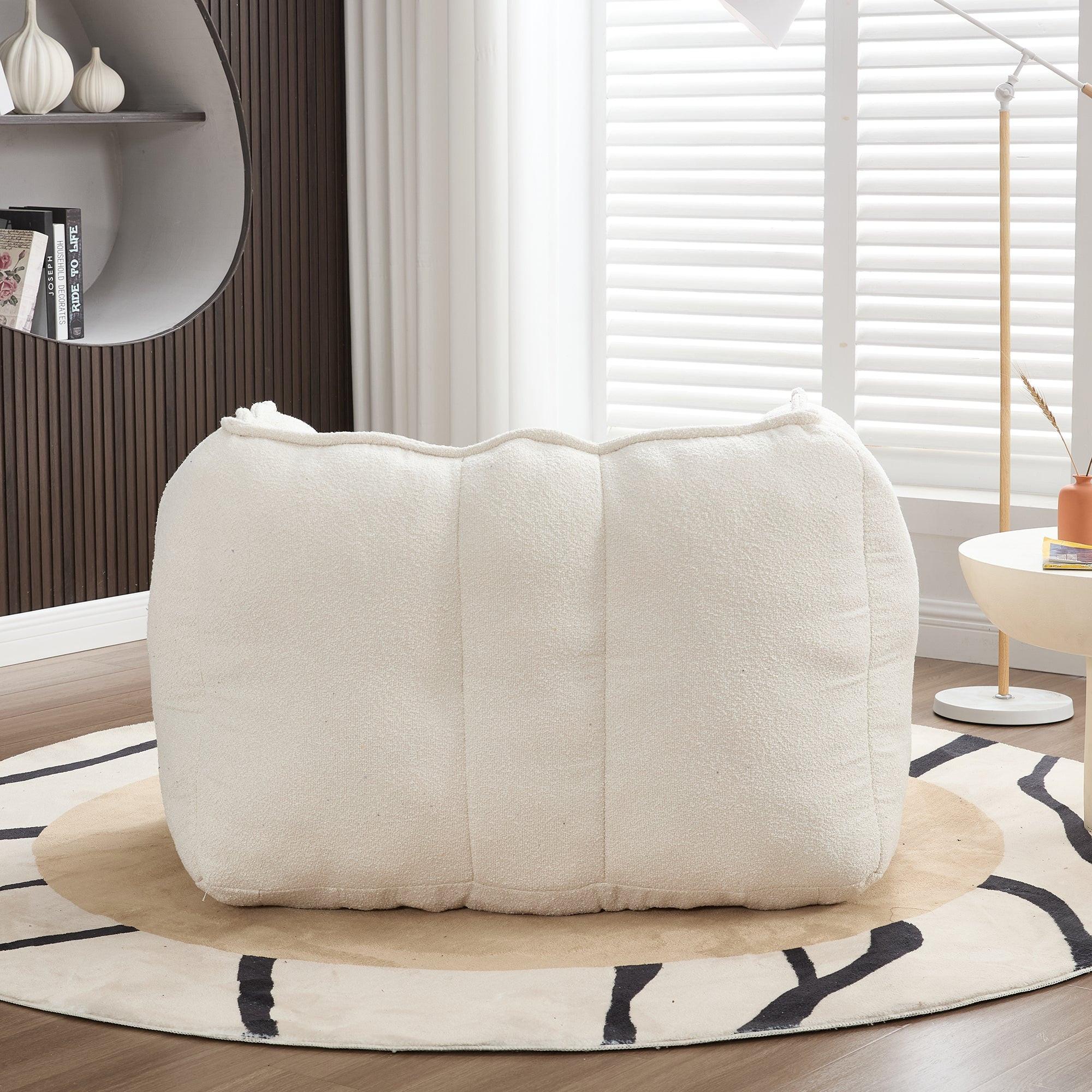 Adult Beige Chenille Square Bean Bag Chair, 41.2x32.3x25".