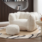 Adult Beige Chenille Square Bean Bag Chair, 41.2x32.3x25".