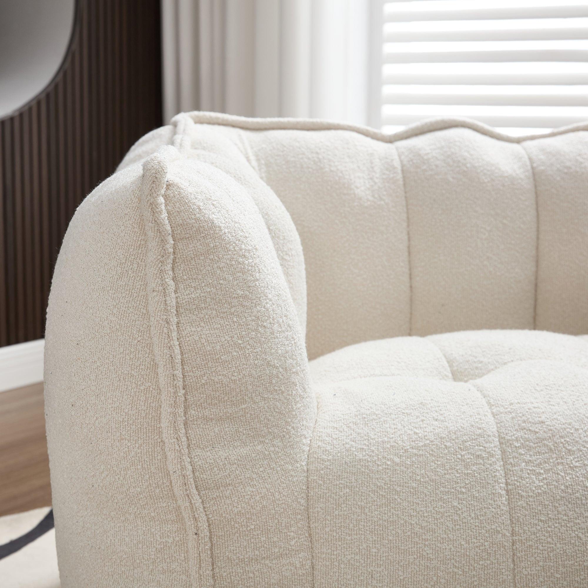 Adult Beige Chenille Square Bean Bag Chair, 41.2x32.3x25".