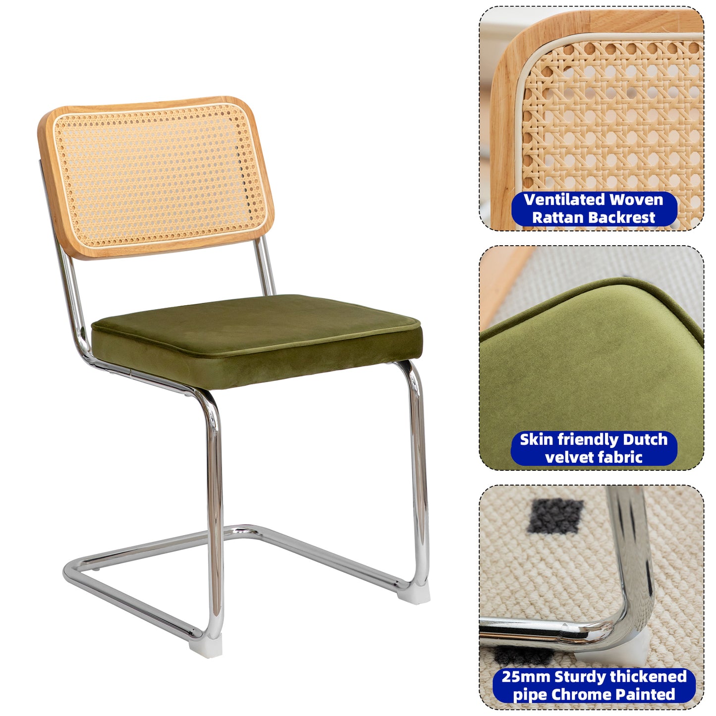 Alice Mid Century Modern Dining Chairs Set of 2