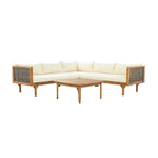 SECTIONAL SEATING GROUP WITH WATERPROOF CUSHIONS - PREMIUM OUTDOOR SOFA SET(BEIGE CUSHION)