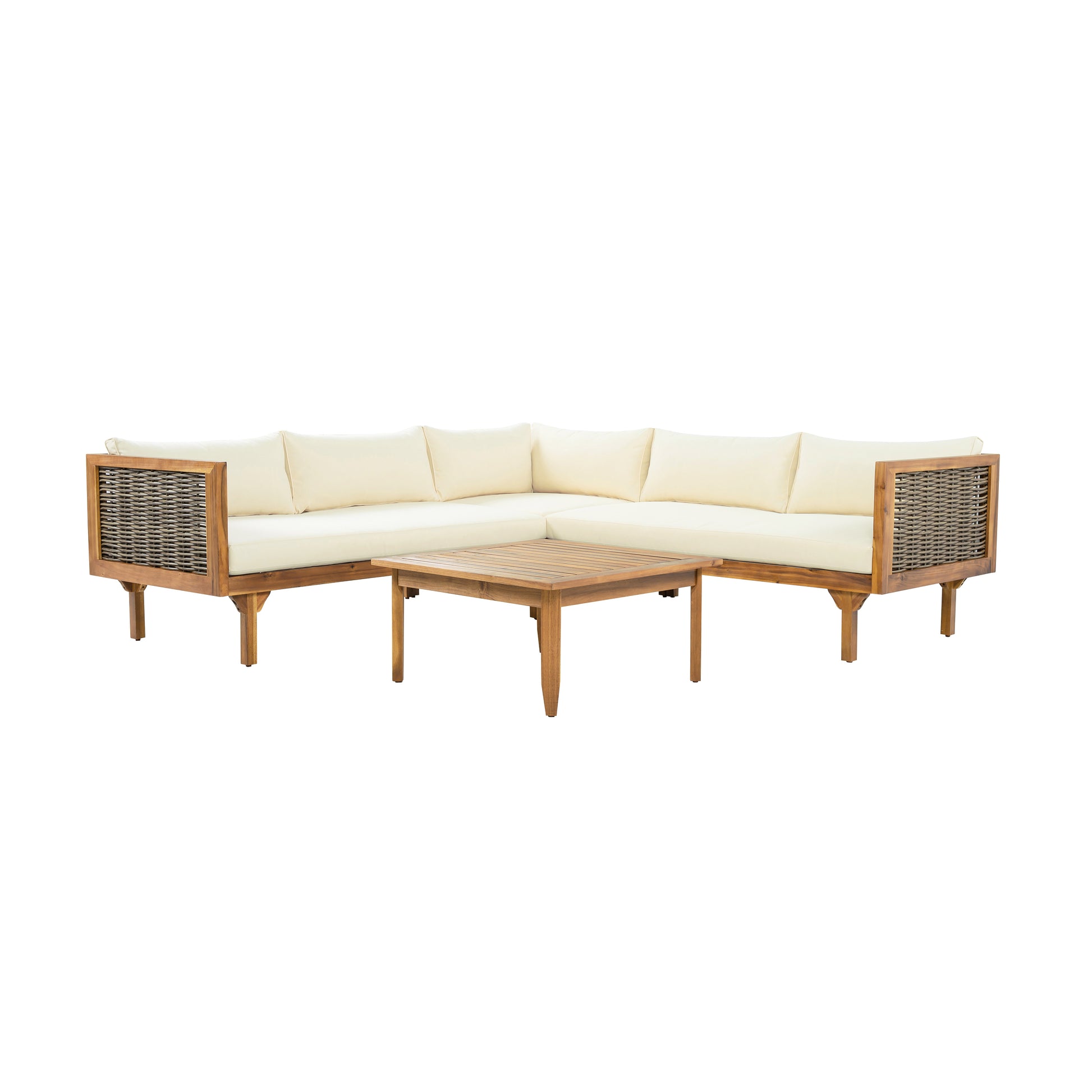 SECTIONAL SEATING GROUP WITH WATERPROOF CUSHIONS - PREMIUM OUTDOOR SOFA SET(BEIGE CUSHION)