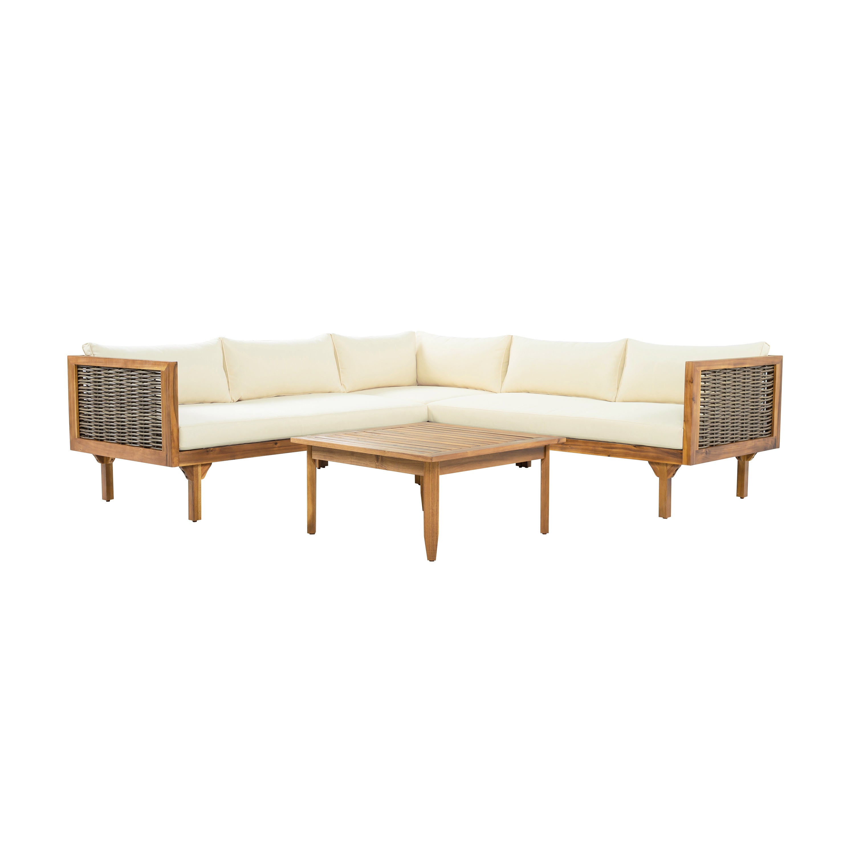 SECTIONAL SEATING GROUP WITH WATERPROOF CUSHIONS - PREMIUM OUTDOOR SOFA SET(BEIGE CUSHION)