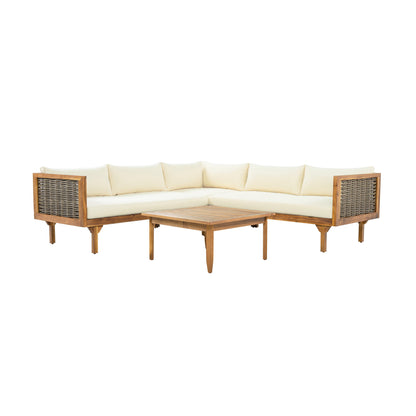 SECTIONAL SEATING GROUP WITH WATERPROOF CUSHIONS - PREMIUM OUTDOOR SOFA SET(BEIGE CUSHION)