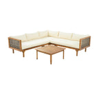 SECTIONAL SEATING GROUP WITH WATERPROOF CUSHIONS - PREMIUM OUTDOOR SOFA SET(BEIGE CUSHION)