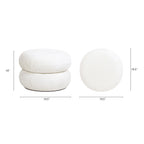 Nest 19.5' Low Round Upholstered Ottoman, Almond White Chenille