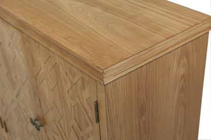 59' Brown Accent Cabinet with 4 Doors, Natural Wood Buffet Cabinet, Media Cabinet, Console Cabinet, Cabinet for Entryway, Living Room, Bedroom, Dining Room