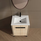 24 Inch Bathroom Vanity Base with basin, Storage Cabinet with Doors, Engineered Wood