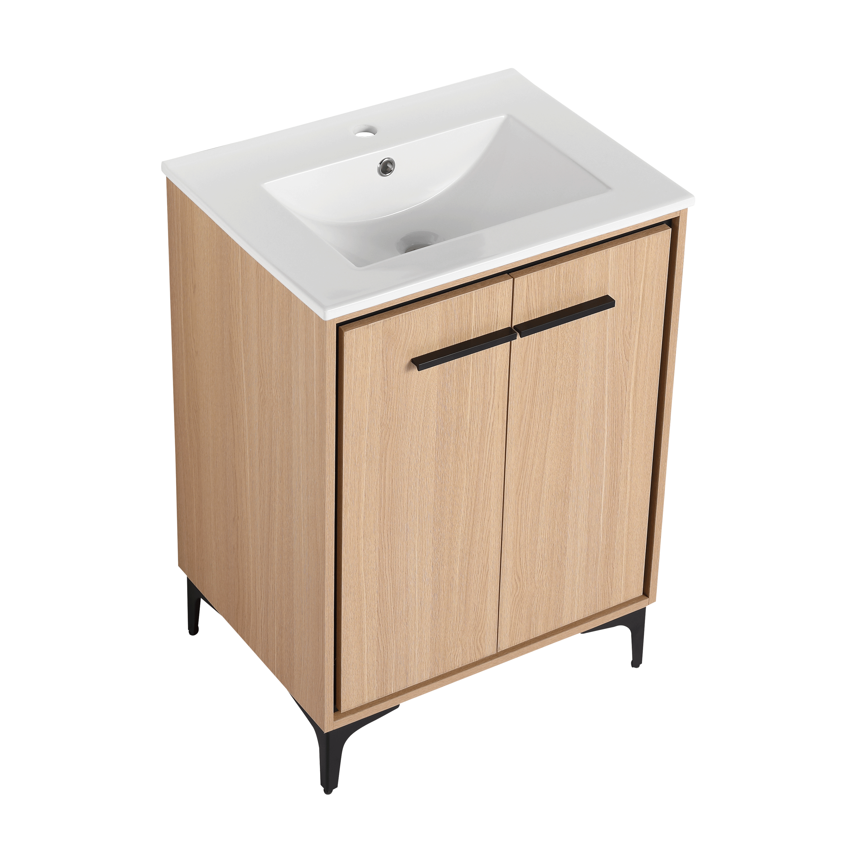 24 Inch Bathroom Vanity Base with basin, Storage Cabinet with Doors, Engineered Wood
