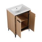 24 Inch Bathroom Vanity Base with basin, Storage Cabinet with Doors, Engineered Wood