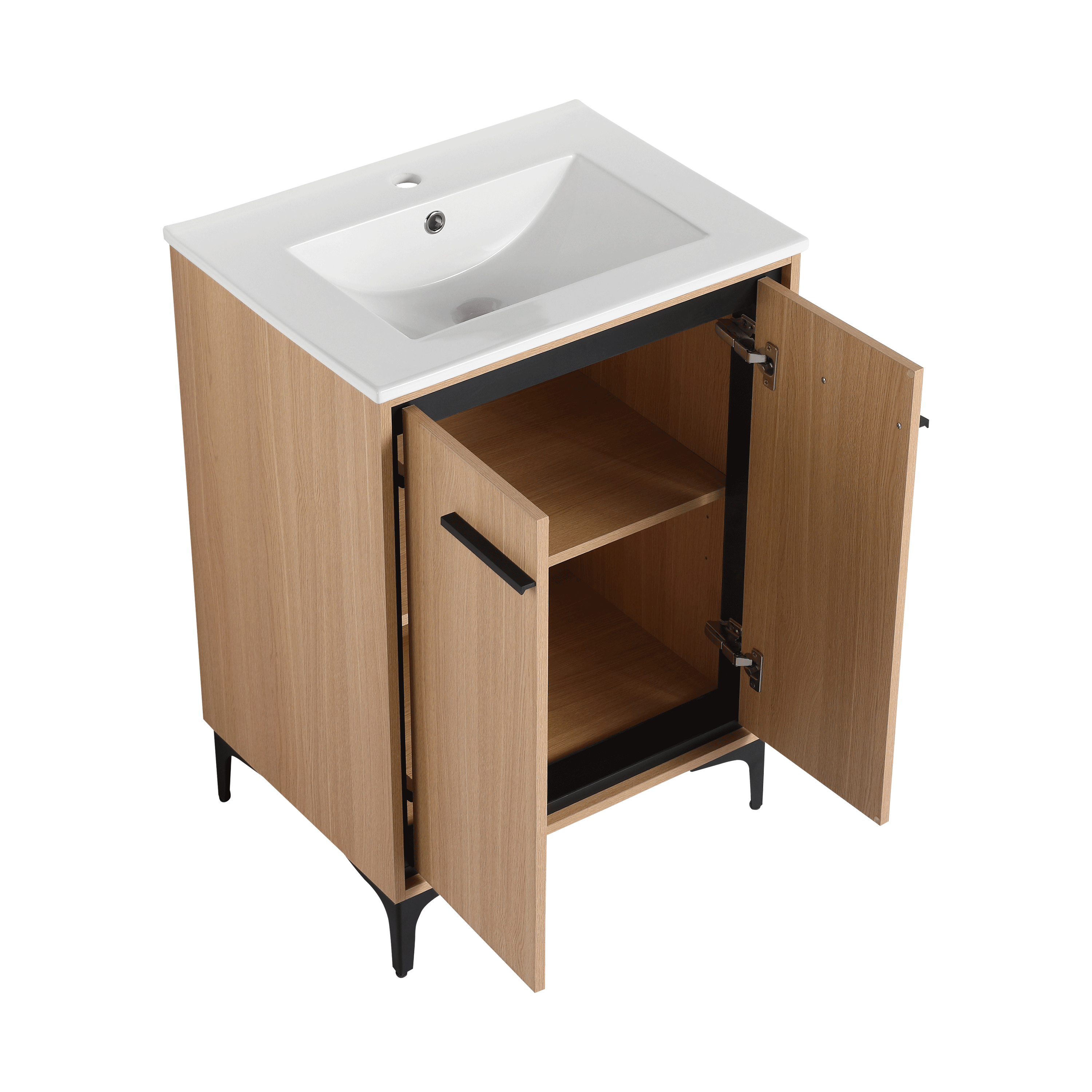 24 Inch Bathroom Vanity Base with basin, Storage Cabinet with Doors, Engineered Wood