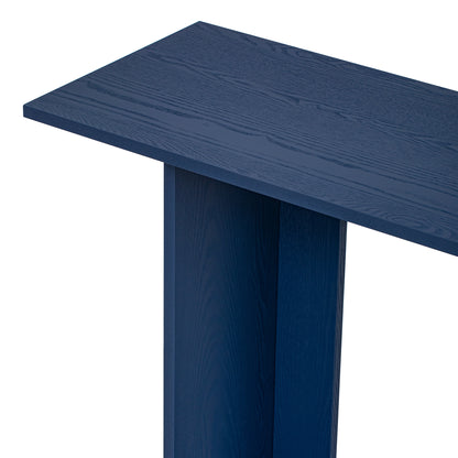 U_STYLE Modern and Curved Design Ash Veneer Console Table with Shelf,Suitable for Entryway,Hallway Living Room,Foyer,Corridor