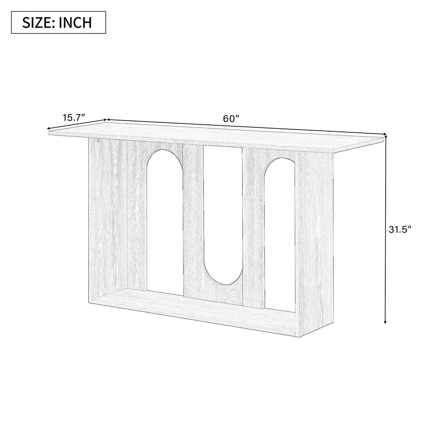 U_STYLE Modern and Curved Design Ash Veneer Console Table with Shelf,Suitable for Entryway,Hallway Living Room,Foyer,Corridor