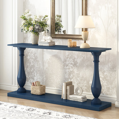 U_STYLE Vintage Sofa Table Console Table with Luxurious Pine Veneer and Elegance Vase-Leg Design,for Living Room Study room Entryway Bedroom