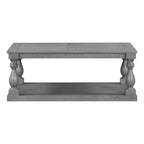 U_STYLE Vintage Coffee Table Featuring Artistic Vase Column Legs and Luxurious Pine Veneer for Timeless Charm,Suitable for living room, study room