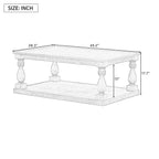 U_STYLE Vintage Coffee Table Featuring Artistic Vase Column Legs and Luxurious Pine Veneer for Timeless Charm,Suitable for living room, study room