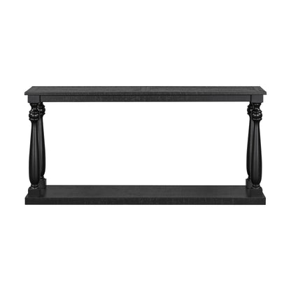 U_STYLE Vintage Wood Grain Console Table with Bottom Shelf and Four Vase Legs, Suitable for Entryway, Hallway, Living Room, Bedroom