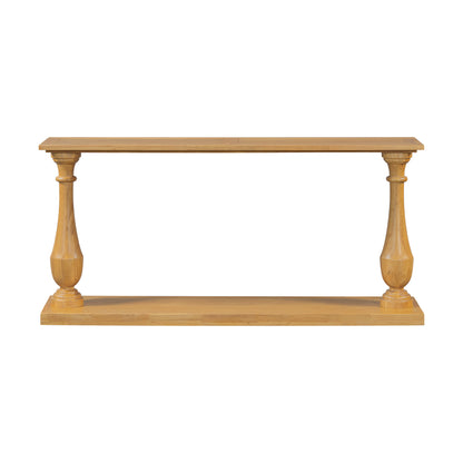 U_STYLE Vintage Sofa Table Console Table with Luxurious Pine Veneer and Elegance Vase-Leg Design,for Living Room Study room Entryway Bedroom