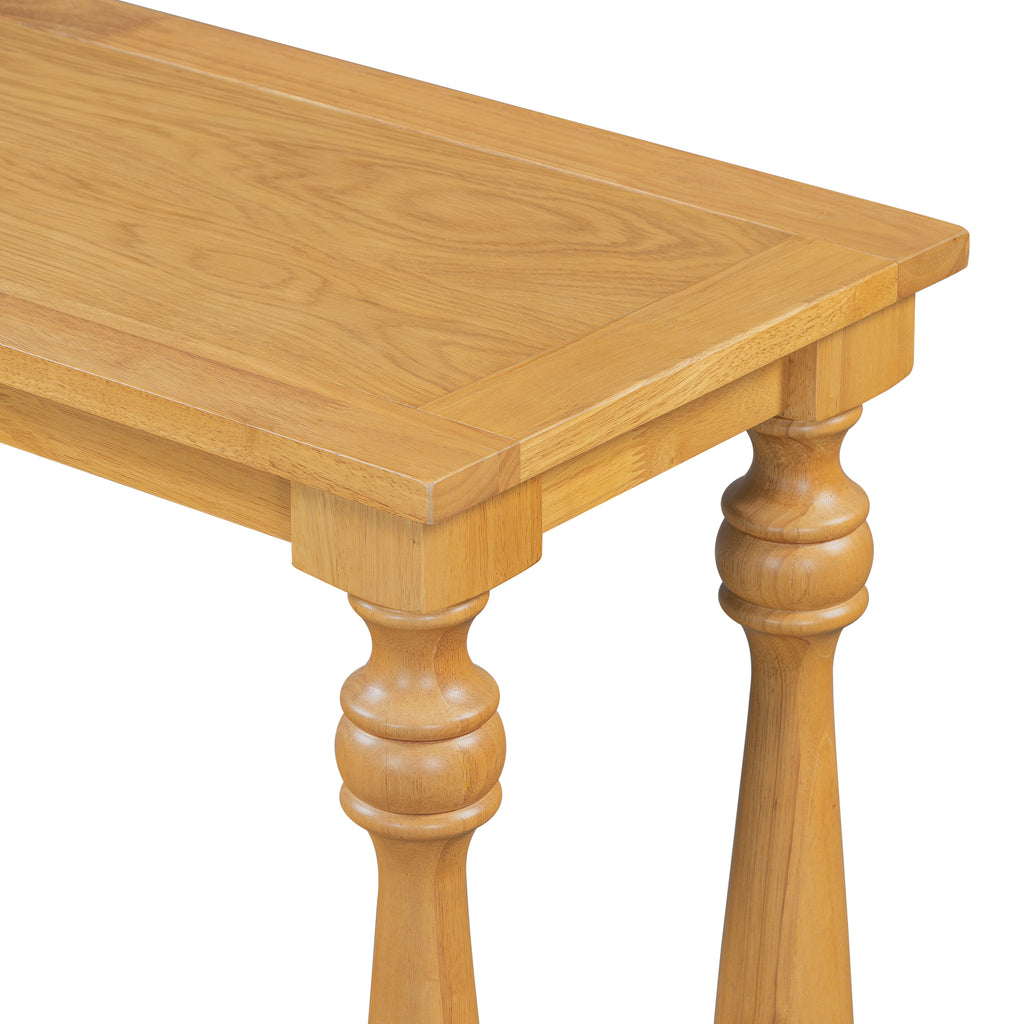 U_STYLE Vintage Wood Grain Console Table with Bottom Shelf and Four Vase Legs, Suitable for Entryway, Hallway, Living Room, Bedroom