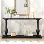 U_STYLE Vintage Sofa Table Console Table with Luxurious Pine Veneer and Elegance Vase-Leg Design,for Living Room Study room Entryway Bedroom
