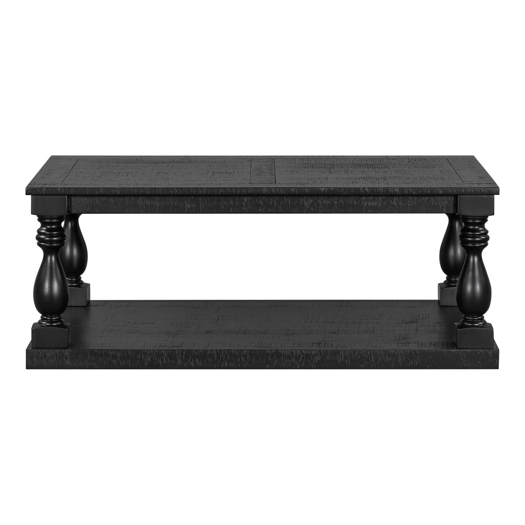 U_STYLE Vintage Coffee Table Featuring Artistic Vase Column Legs and Luxurious Pine Veneer for Timeless Charm,Suitable for living room, study room