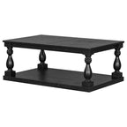 U_STYLE Vintage Coffee Table Featuring Artistic Vase Column Legs and Luxurious Pine Veneer for Timeless Charm,Suitable for living room, study room