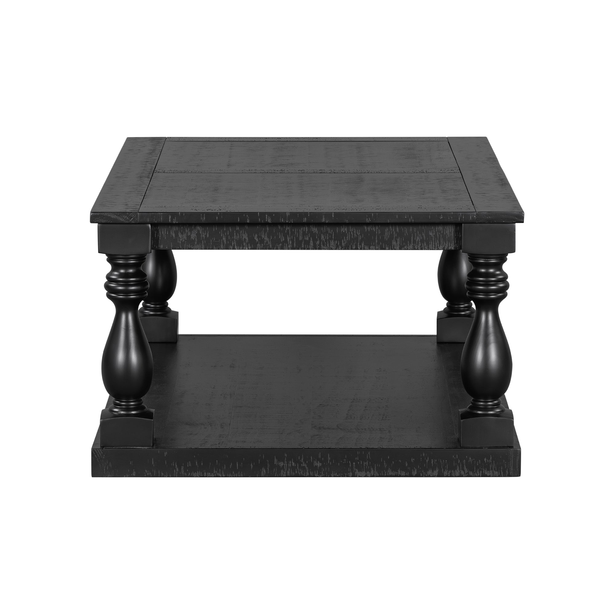 U_STYLE Vintage Coffee Table Featuring Artistic Vase Column Legs and Luxurious Pine Veneer for Timeless Charm,Suitable for living room, study room