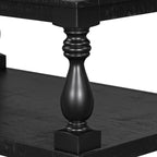 U_STYLE Vintage Coffee Table Featuring Artistic Vase Column Legs and Luxurious Pine Veneer for Timeless Charm,Suitable for living room, study room