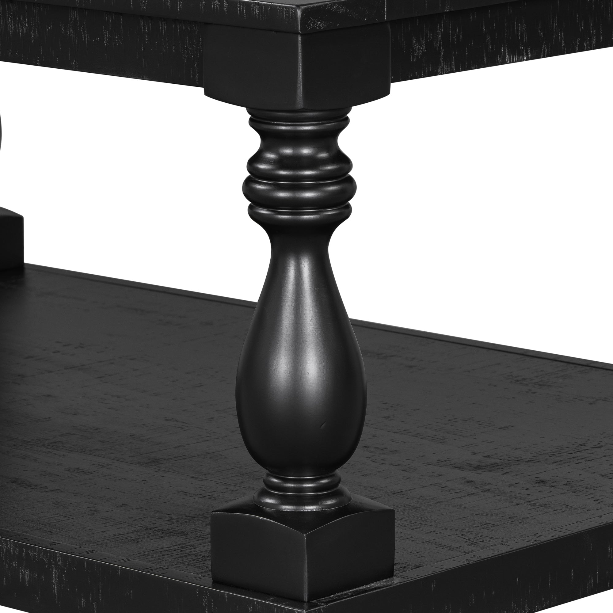 U_STYLE Vintage Coffee Table Featuring Artistic Vase Column Legs and Luxurious Pine Veneer for Timeless Charm,Suitable for living room, study room