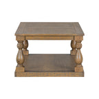 U_STYLE Vintage Coffee Table Featuring Artistic Vase Column Legs and Luxurious Pine Veneer for Timeless Charm,Suitable for living room, study room