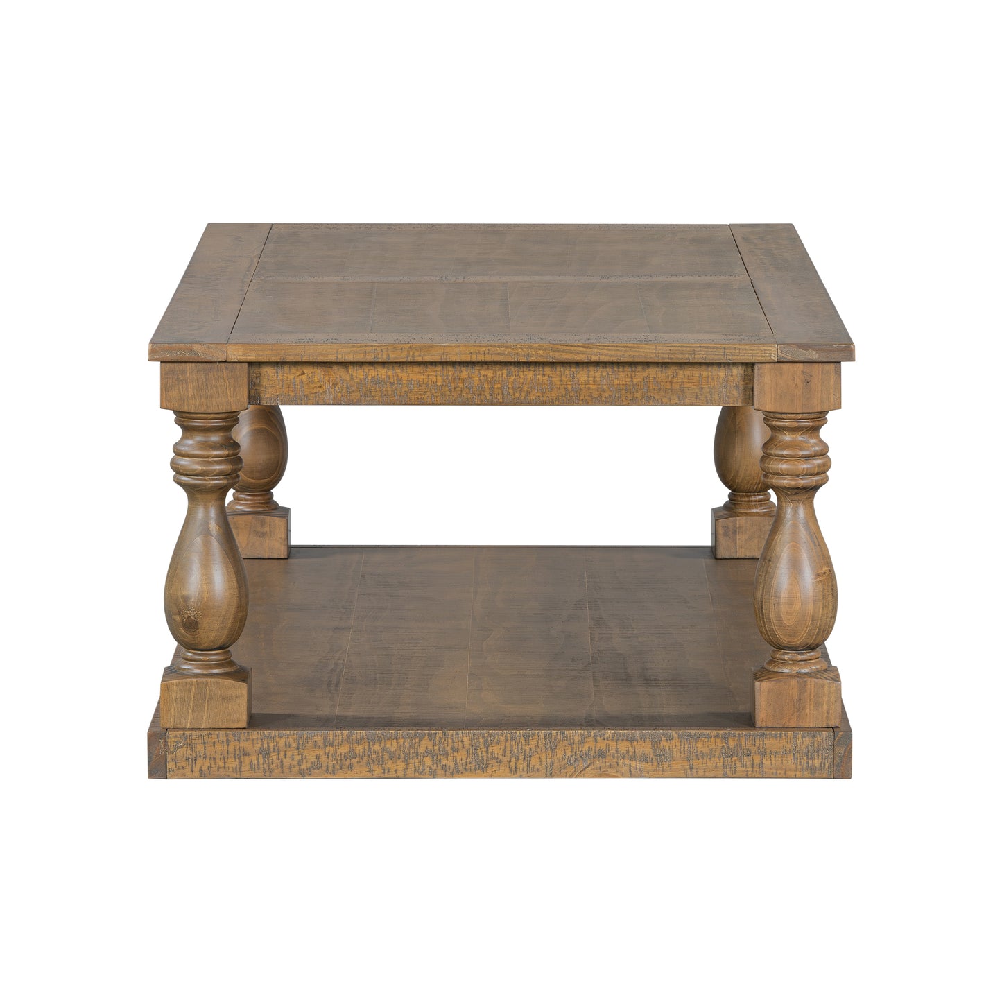 U_STYLE Vintage Coffee Table Featuring Artistic Vase Column Legs and Luxurious Pine Veneer for Timeless Charm,Suitable for living room, study room