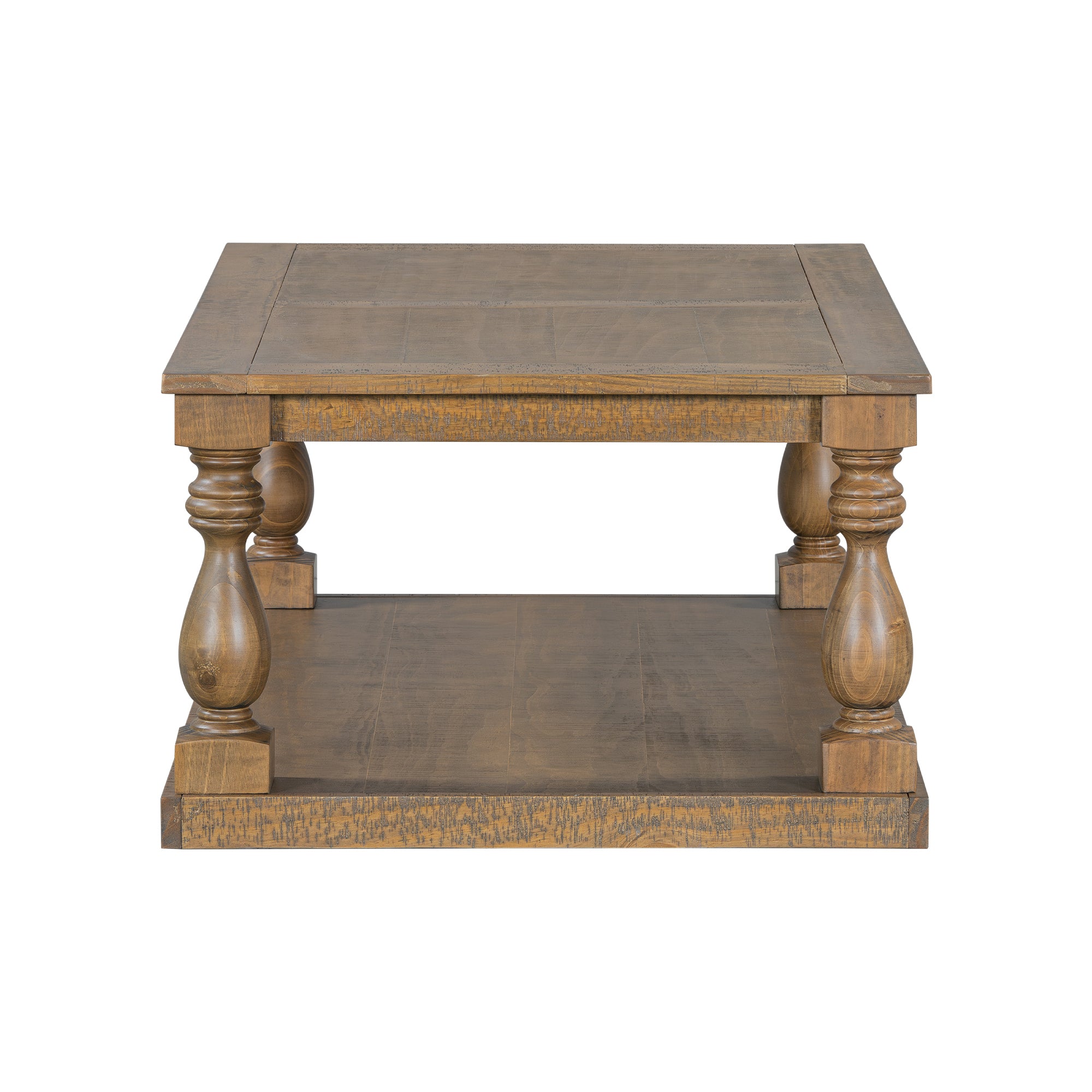 U_STYLE Vintage Coffee Table Featuring Artistic Vase Column Legs and Luxurious Pine Veneer for Timeless Charm,Suitable for living room, study room