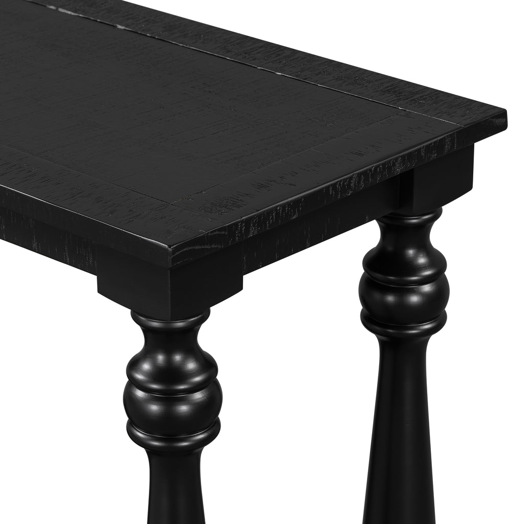 U_STYLE Vintage Wood Grain Console Table with Bottom Shelf and Four Vase Legs, Suitable for Entryway, Hallway, Living Room, Bedroom