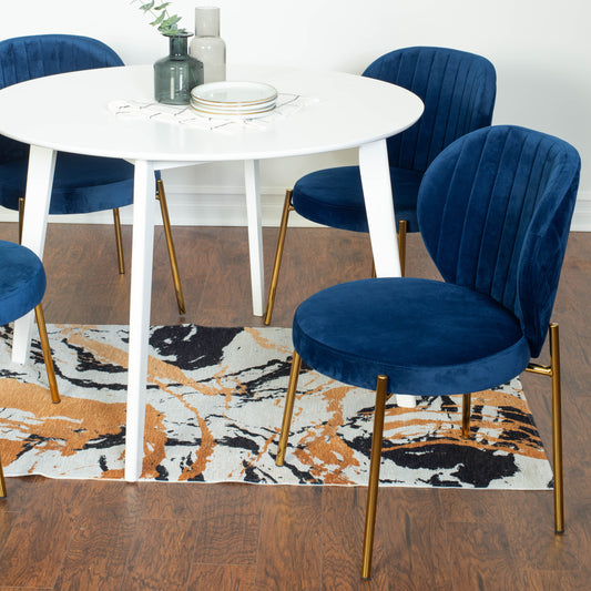 Amoa Contemporary 5-Piece Dining Set, White Round Dining Table with 4 Chairs