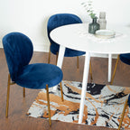 Amoa Contemporary 5-Piece Dining Set, White Round Dining Table with 4 Chairs