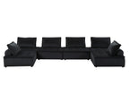 Anna 160" Black Velvet 6-Seater U-Shape Modular Sectional Sofa