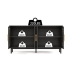 60.3 'Decorative Cabinet with 4 doors, Painted glass metal iron frame Buffet Cabinet, Artistic storage Cabinet, Entrance Cabinet, Living room, Bedroom, Dining room Sideboard