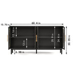 60.3 'Decorative Cabinet with 4 doors, Painted glass metal iron frame Buffet Cabinet, Artistic storage Cabinet, Entrance Cabinet, Living room, Bedroom, Dining room Sideboard