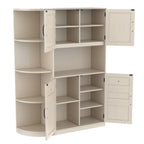 Multifunctional left-right combination hall cabinet (can be used separately) with storage and 4 hooks, storage cabinet/ hall tree 2 in 1 for living room, kitchen and hallway,antique Beige