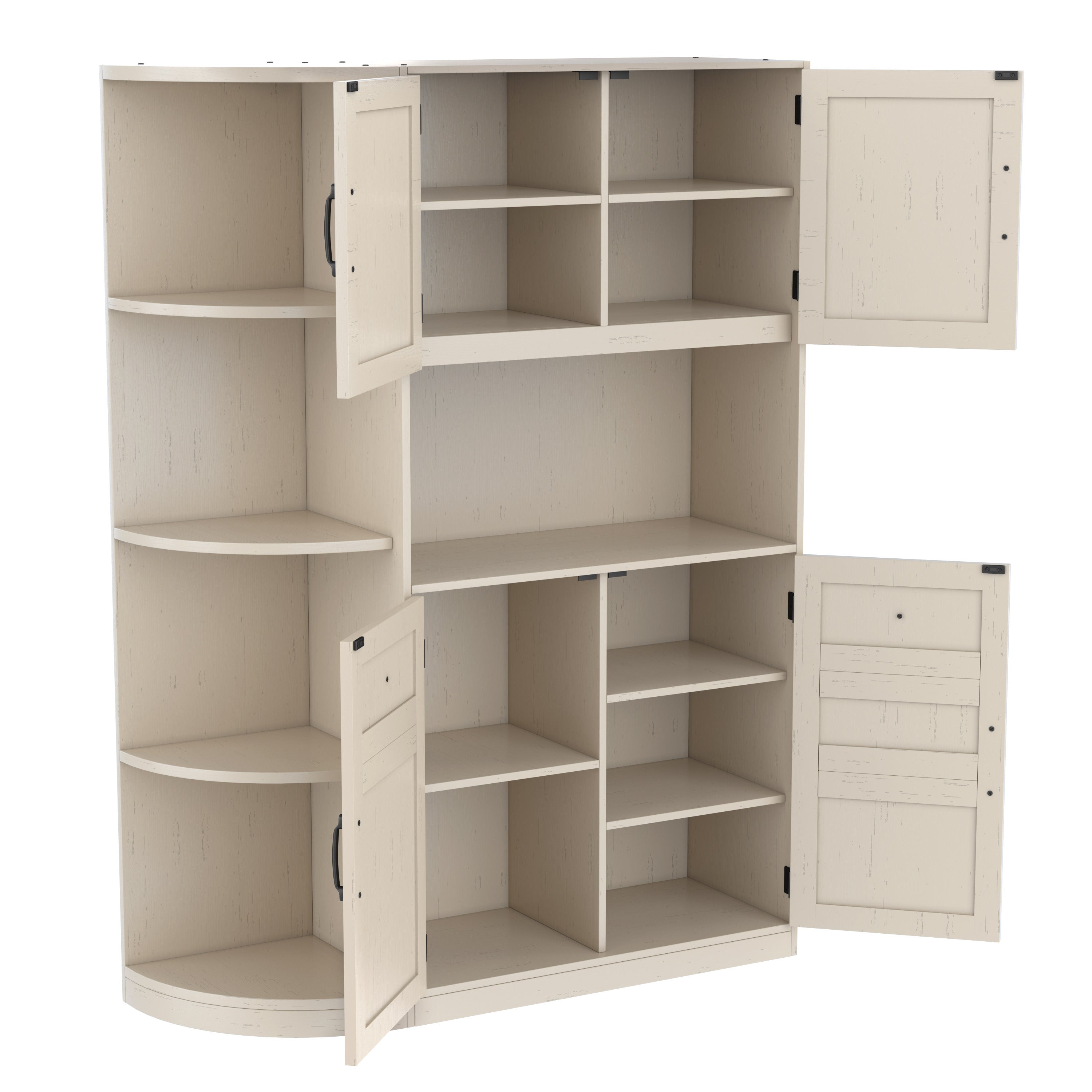 Multifunctional left-right combination hall cabinet (can be used separately) with storage and 4 hooks, storage cabinet/ hall tree 2 in 1 for living room, kitchen and hallway,antique Beige